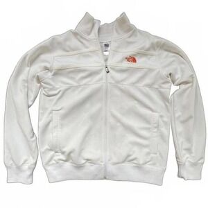The North Face Track Jacket White Orange Logo Full Zip Mens XL